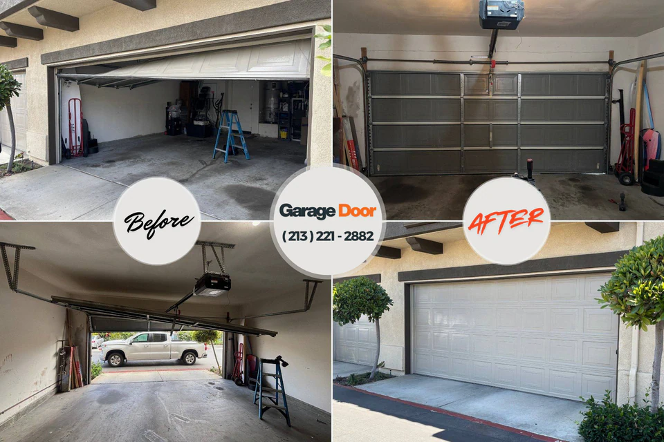 Before and after: garage door repair Lyons, WI